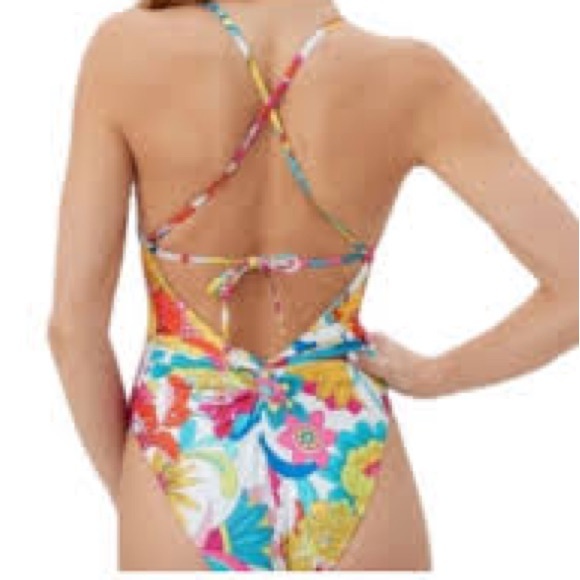 Trina Turk Blue and Yellow Floral Swimsuit - Picture 2 of 8